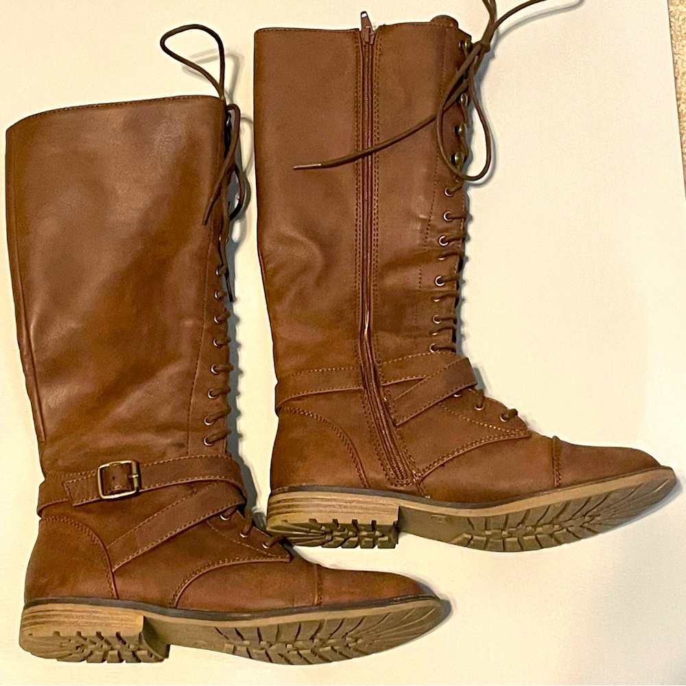 Target Brown Lace-Up Knee-High Boots